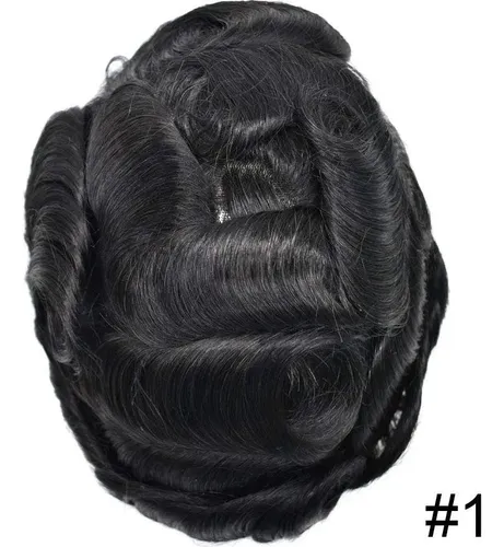 Peluquin De Pelo Humano Fino Para Hombre 8×10 Jet Black