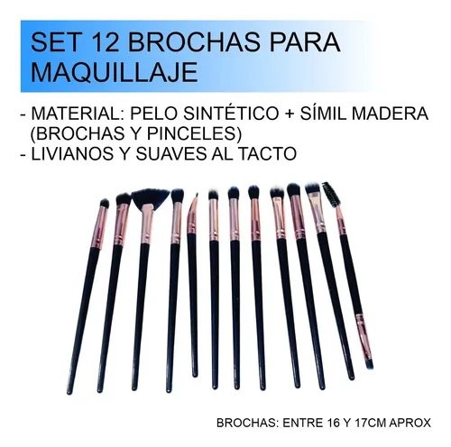Set 12 Brochas Y Pinceles Para Maquillaje + Estuche F
