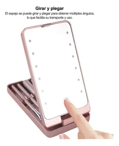 Espejo Maquillaje Led Rotación De 360°incluye Brochas Cosmé