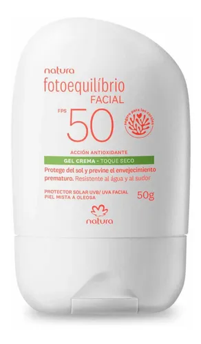 Protector Solar Facial Natura Fotoequilibrio Fps 50 En Gel Crema Con Toque Seco De 50g Para Piel Mixta a Oleosa