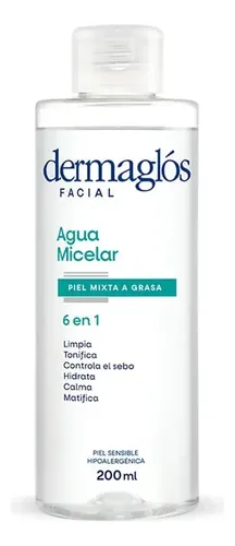Dermaglós Facial Agua Micelar 6 En 1 Piel Mixta Y Grasa