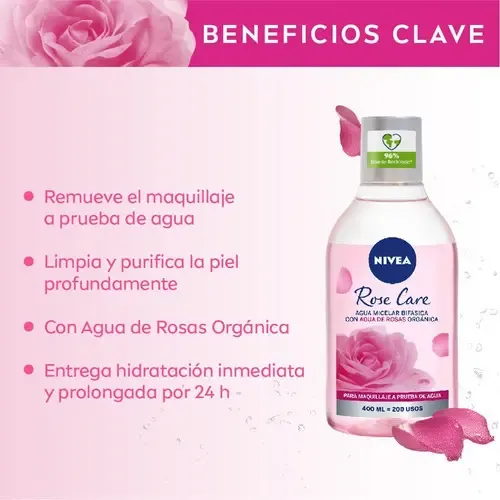 Agua Micelar Bifásica Nivea Rose Care 400 Ml