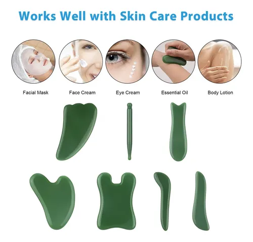 Juego De Herramientas De Masaje Jade Gua Sha De 7 &su