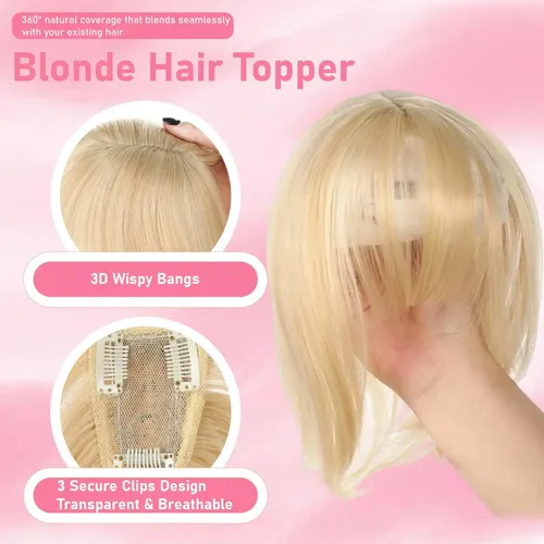 Toppers De Cabello Rubio For Women, Cubierta 360° Clip