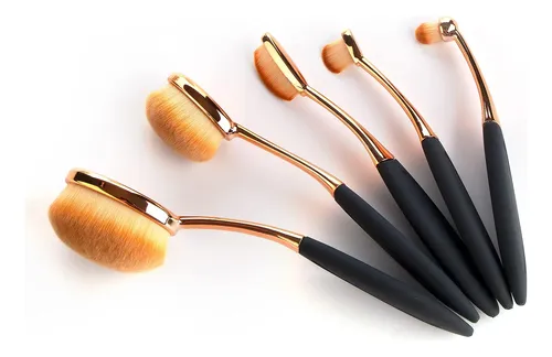 Set 5 Brochas Maquillaje Ovaladas Yoseng Estuche Negro