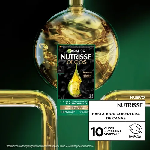 Kit Tintura Permanente Nutrisse Oleos Garnier Tono 1.0