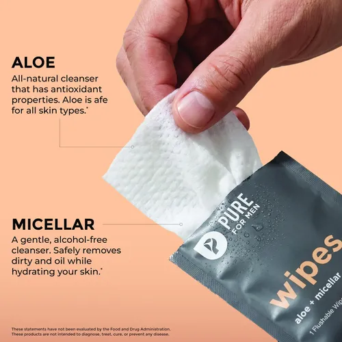 Toallitas Limpiadoras De Piel Puras Para Hombres Con Aloe Ve