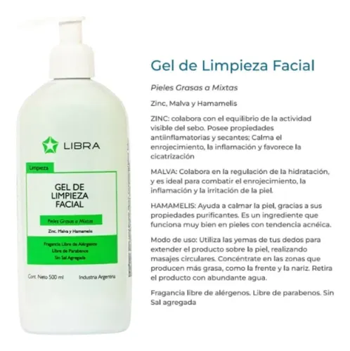 3 Gel Limpieza Facial Piel Mixta Libra Cosmética 500gr Día Noche