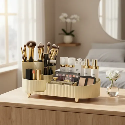 Organizador De Maquillaje Compartimiento Giratorio 360°
