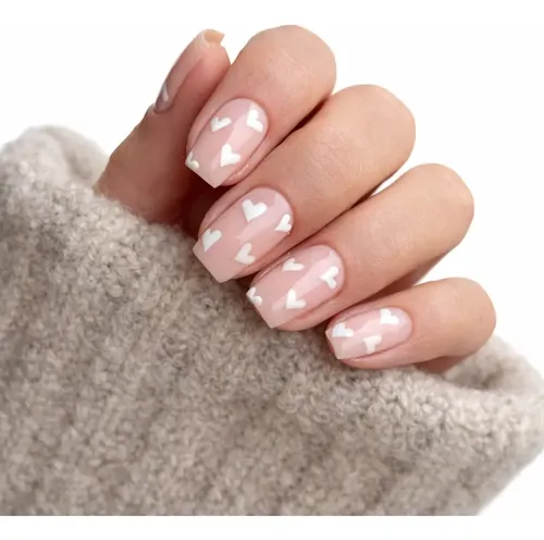 Uñas Press On Veluna – Reutilizables – Varios Diseños – Nude Sweet Hearts