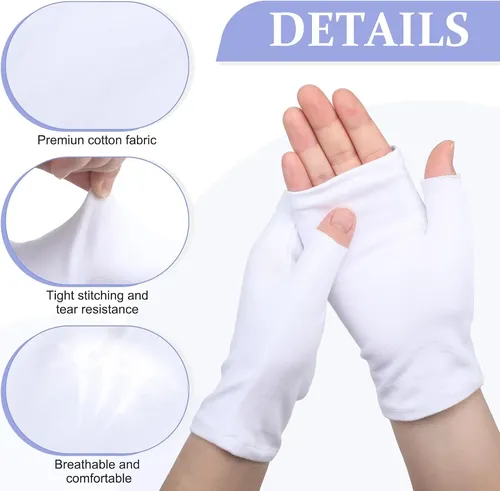 Guantes Sin Dedos Para Eczema Algodón Blanco Hidratantes