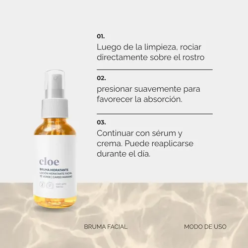 Bruma Facial Hidratante Con Té Verde Vegano Cloe X120cc Momento De Aplicación Día/noche Tipo De Piel Todo Tipo De Piel