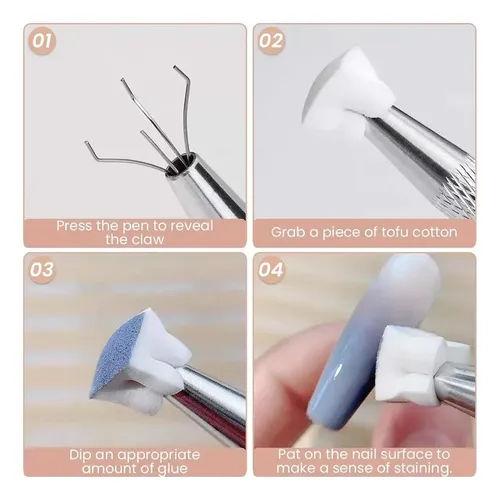 Esponja De Uñas De 4 Garras, Agarrador De Metal Con 100