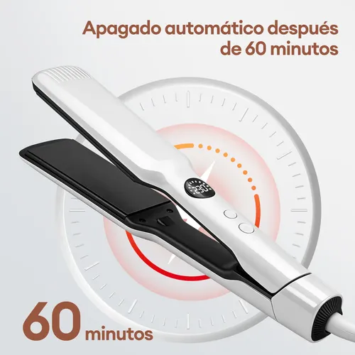 Plancha De Cabello Profesional 2 En 1 Alaciadora Ancha Lcd Blanco