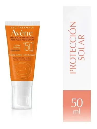 Avene protector solar Fps50 crema facial con color pieles secas sensibles