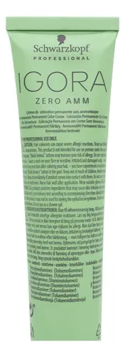 Schwarzkopf Igora Zero X3 Tintura Sin Amoníaco Cabello 60ml