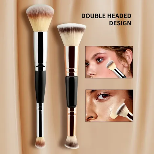 Brocha Base Doble Punta Cerdas Suaves 3 Colores