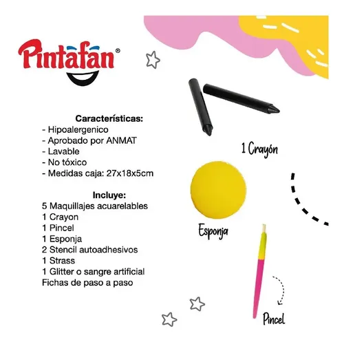 Kit Maquillaje Artistico Personajes Infantil Hipoalergenico
