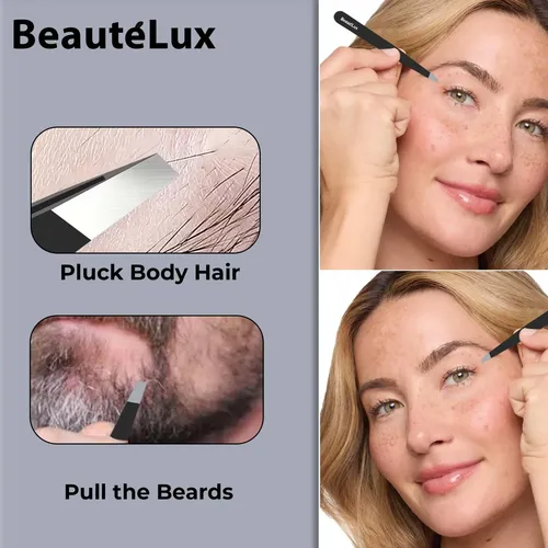 Pinza Para Cejas Beautélux Premium Con Punta Inclinada De Ac