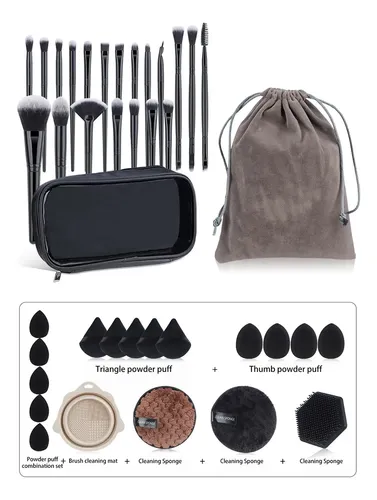 Set De Maquillaje Con 39 Piezas Y 20 Pinceles Negros