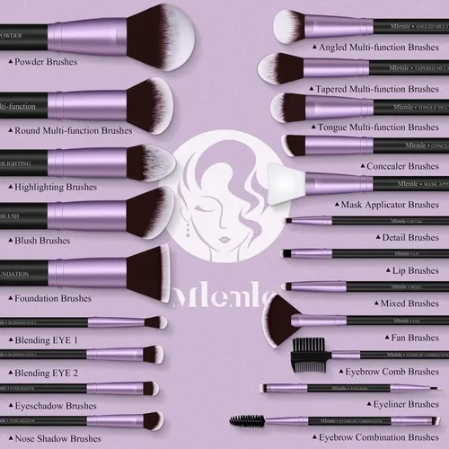 Set De Brochas De Maquillaje Mlemle 25 Unidades Morado