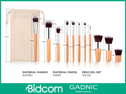 Set Brochas Maquillaje Gadnic Profesional Bolso Transporte