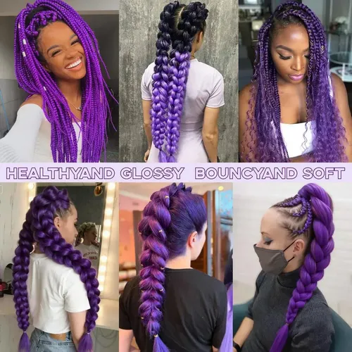2 Piezas Trenzas Moradas For Extensiones De Cabello,