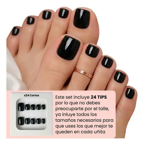 Uñas Postizas Pies Autoadhesivas Set Press On Nails Premium