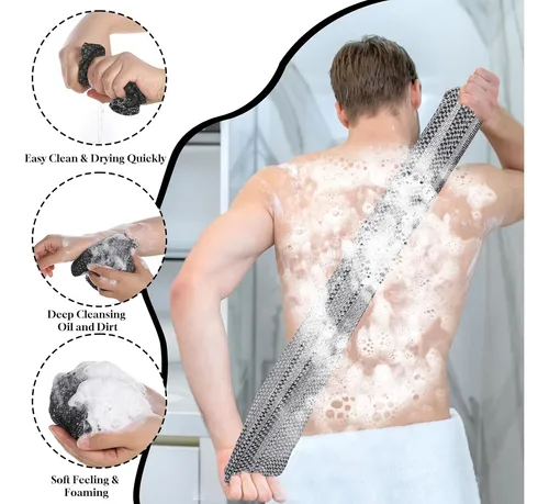 Toallón Exfoliante Ducha 2 Unidades Negro Y Rosa