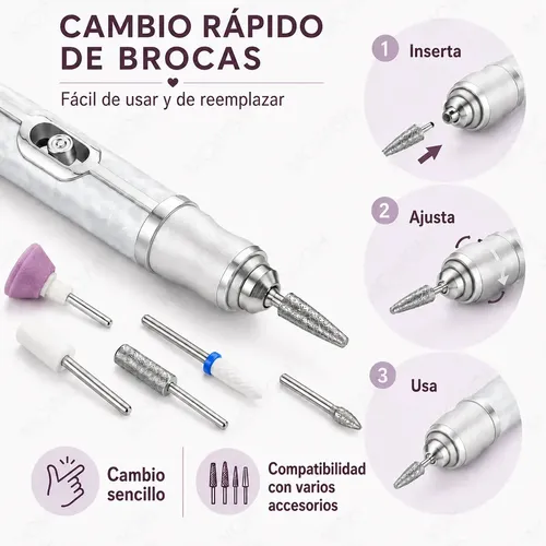 @. Pulidor Esmeril Manicure Pedicure Gel Acrílico Portátil