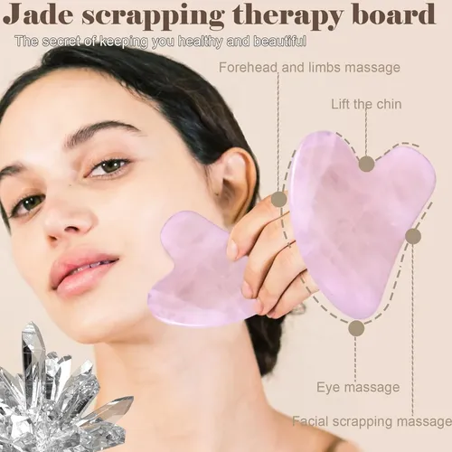 Rodillo Facial Y Gua Sha Werncy Cuarzo Rosa