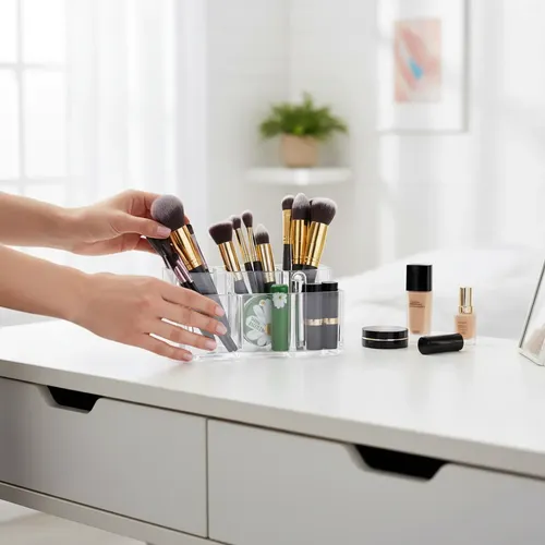 Organizador Acrílico 19x10x9 Maquillaje Brochas Deconamor