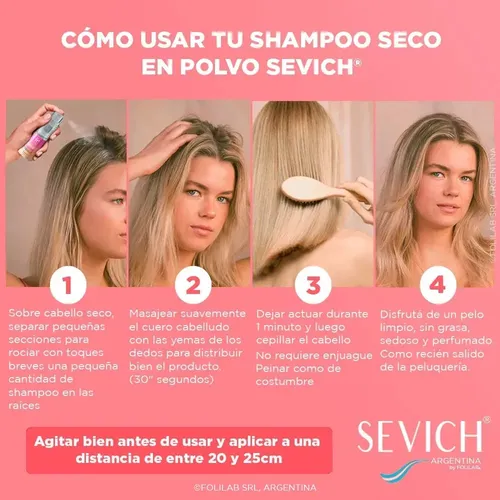 Shampoo Sevich 25g Seco Polvo Pelo Liviano Eliminar Grasa