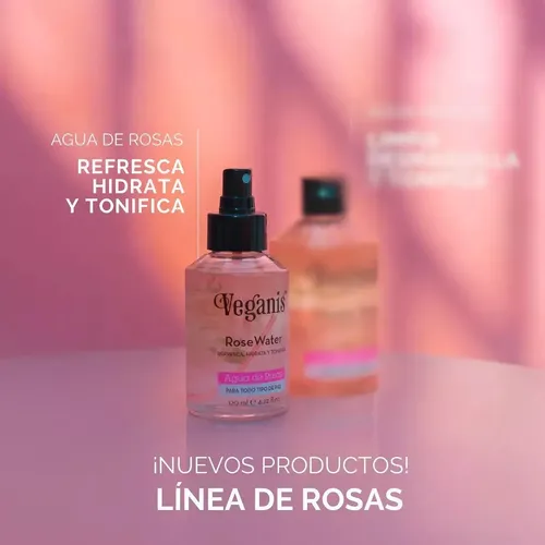 Agua De Rosas Veganis Refresca Hidrata Y Tonifica 120ml