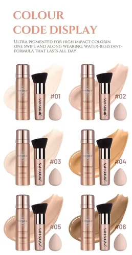 Set 3 Maquillaje Base Líquida Spray Brocha Esponja