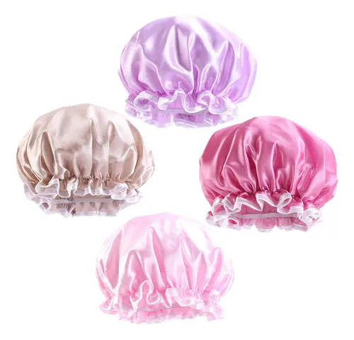 4 Unidades De Gorros De Satén Para Ducha Impermeables Para B