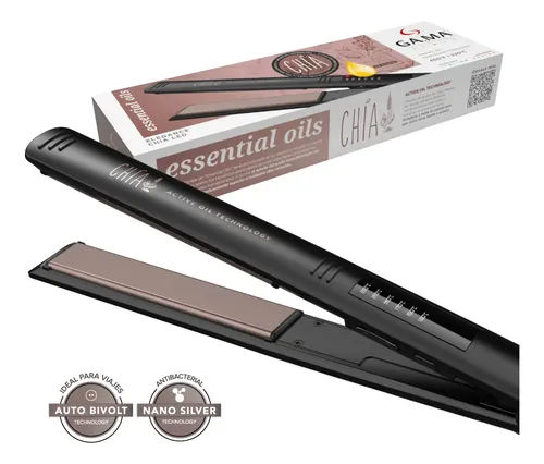 Planchita De Pelo Ga.ma Italy Elegance Essentian Oils Chia Led Negra
