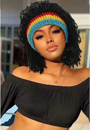 Peluca Rasta Hecha A Mano Bob Afro Hair Cap2026