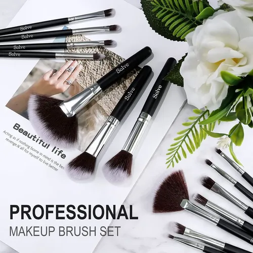 Set 64 Brochas Maquillaje Profesional Solve Mango Rustico
