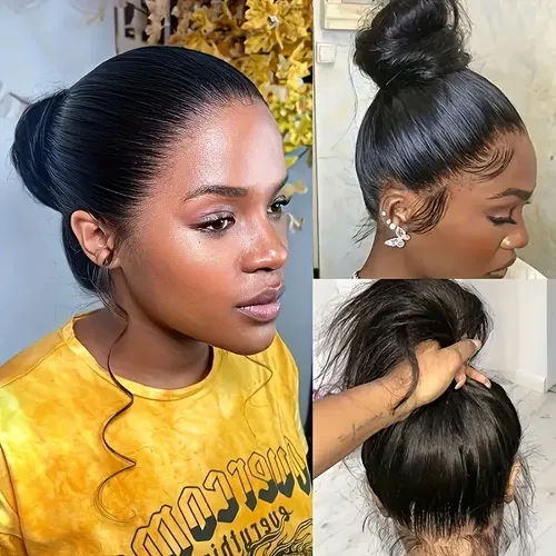 Pelucas De Pelo Humano 360 De Encaje Frontal Hd De Pelo Huma Negro