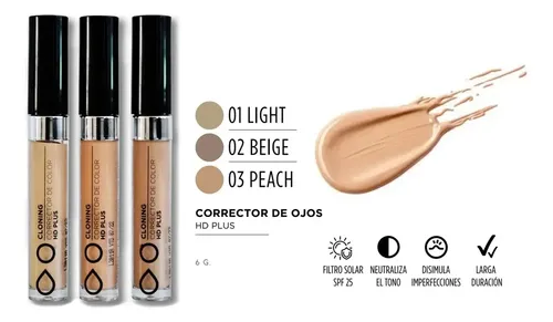 Corrector de Ojeras Icono HD Plus Beige Líquido Larga Duración SPF 25