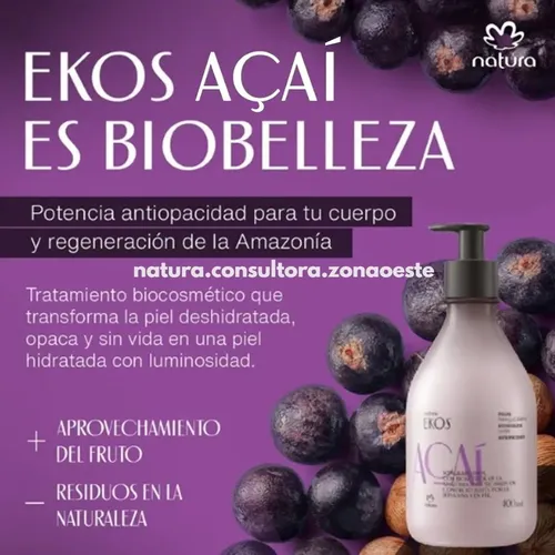 Ekos Açaí Natura Crema Corporal Hidratante 400ml Tipo de empaque Tarro Fragancia AÇAI