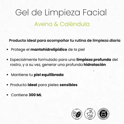 Gel De Limpieza Facial Avena Y Calendula 300ml Biobellus