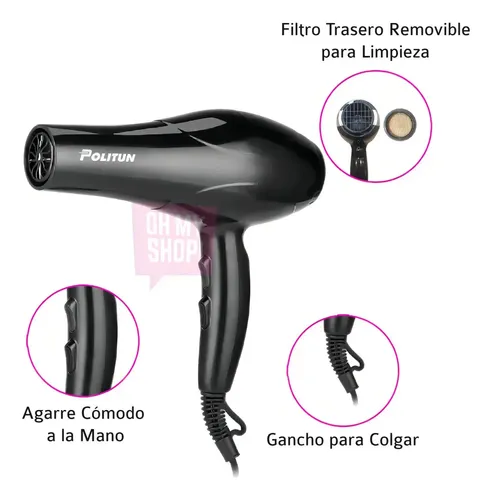Secador de pelo Politun SP0007 negro
