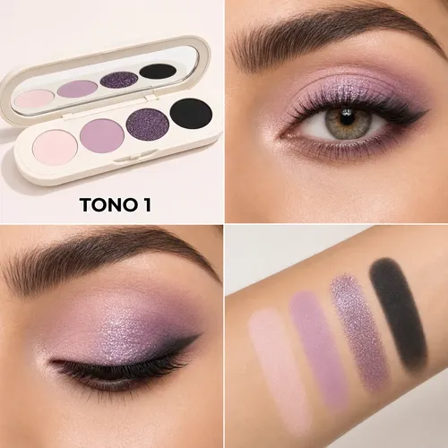 Paleta Sombras Ojos 4 Tonos Mate Glitter Compacta Novo