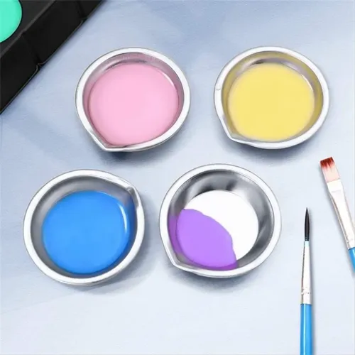 Paleta De Maquillaje Redonda Pequeña De Acero Inoxidable, 12