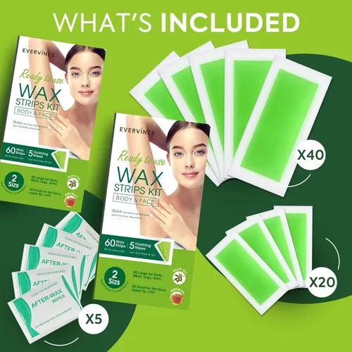 Depilación Corporal Y Facial Wax Strips Evervines, 60 Unidad