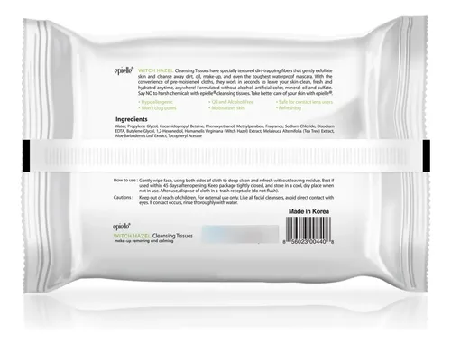 Toallitas Limpiadoras De Maquillaje Epielle Witch Hazel 30 U
