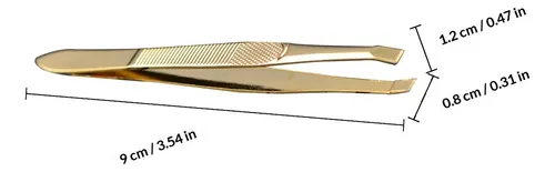 Pinzas De Cejas De Acero Inoxidable Dorado 9×0.8cm