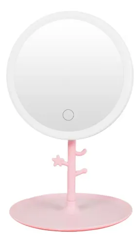 Espejo De Maquillaje Con Luz Led Usb Redondo Con Ganchitos